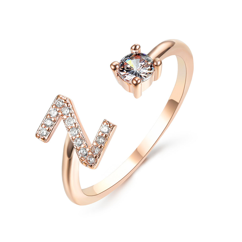 Adjustable 26 Initial Letter Rings. Fashion Simple Elegant Jewelry for Women