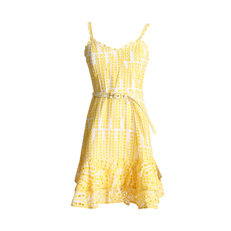 Summer New Sexy Embroidered Ruffled Dress