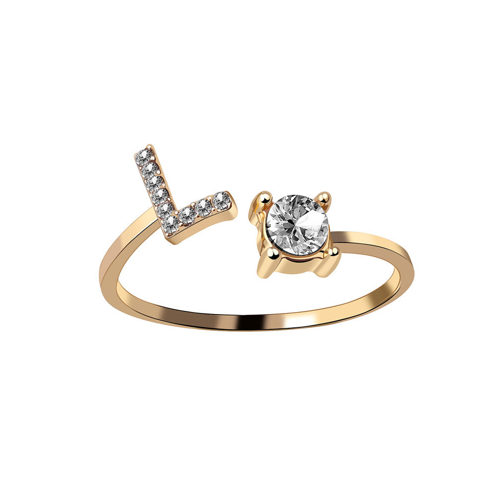 Adjustable 26 Initial Letter Rings. Fashion Simple Elegant Jewelry for Women