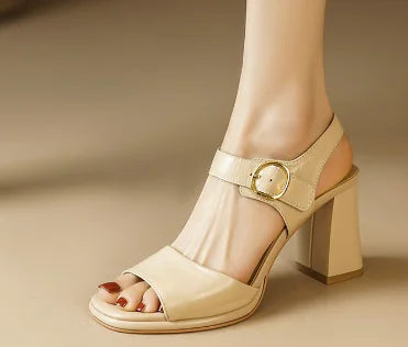Summer New Fresh Suede Chunky Heels Sandals