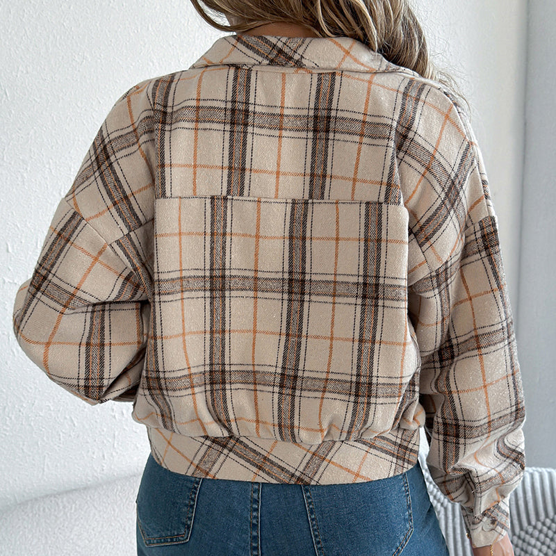 Womens Button Down Shirts. Long Sleeve Plaid Jackets, Business Casual Blouse Top