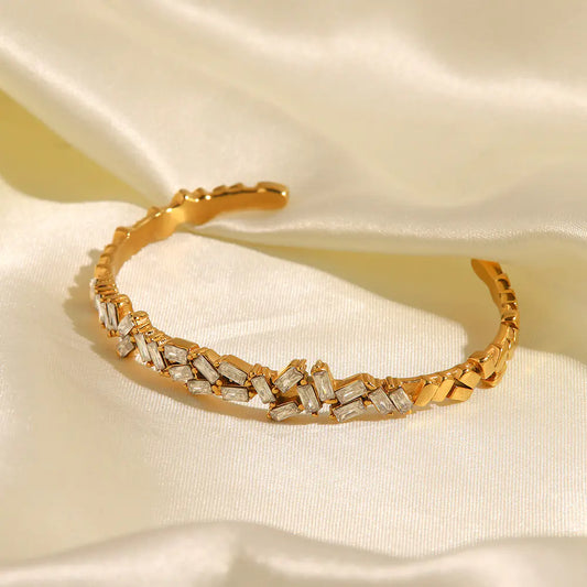Women's Titanium Steel Zircon Opening Bracelet