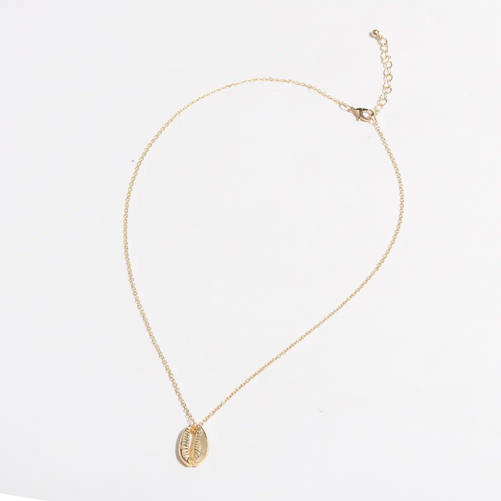 Shell Necklace Set with Gold Shell Earrings for Women