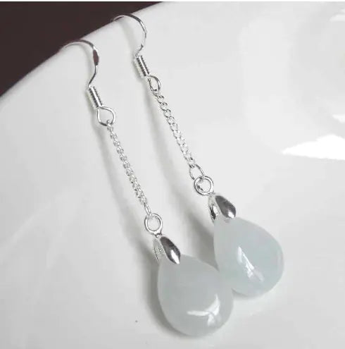 Natural Burmese Jade Earrings for Women