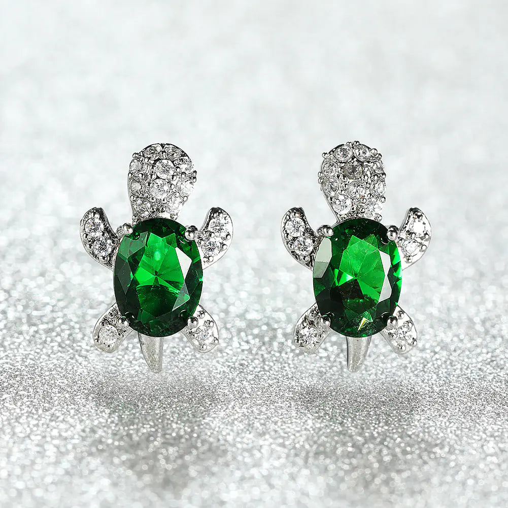 Creative Turtle Zircon Earrings for Women (Animal Design)