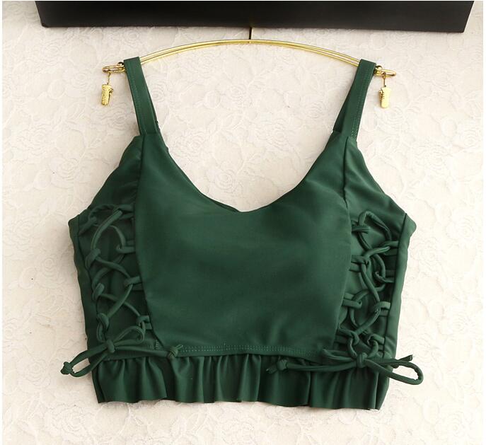 Retro Green Women's Three-Piece Swimsuit Set