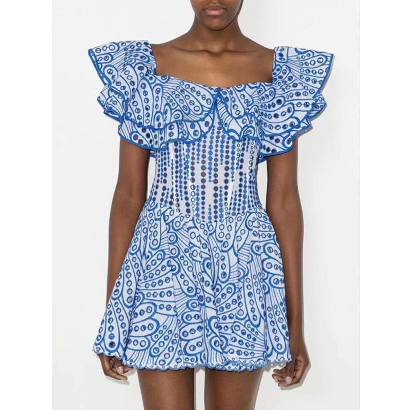 Sweet Sexy Off-Shoulder Ruffled Embroidered Dress