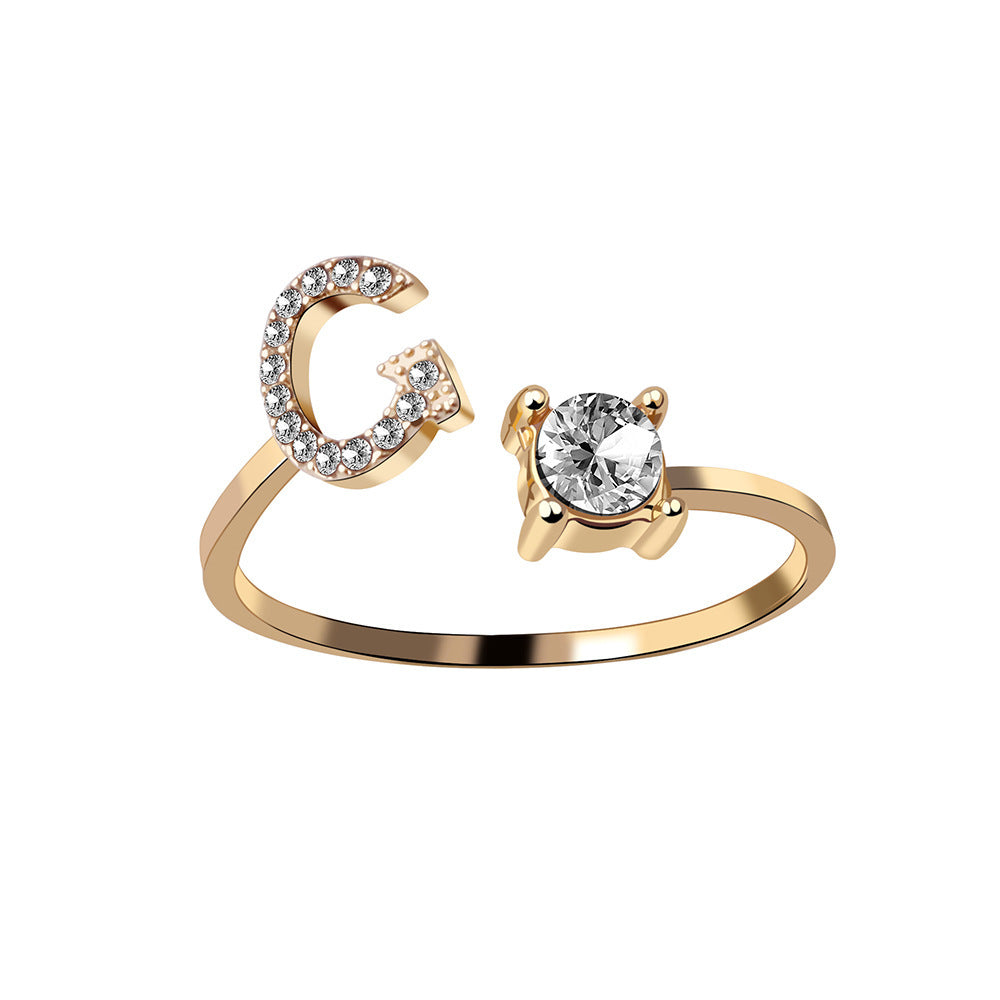 Adjustable 26 Initial Letter Rings. Fashion Simple Elegant Jewelry for Women