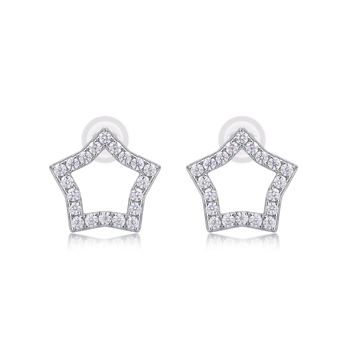 New Star - S925 Moissanite Sterling Silver Earrings. Platinum-plated Stud earrings Jewelry