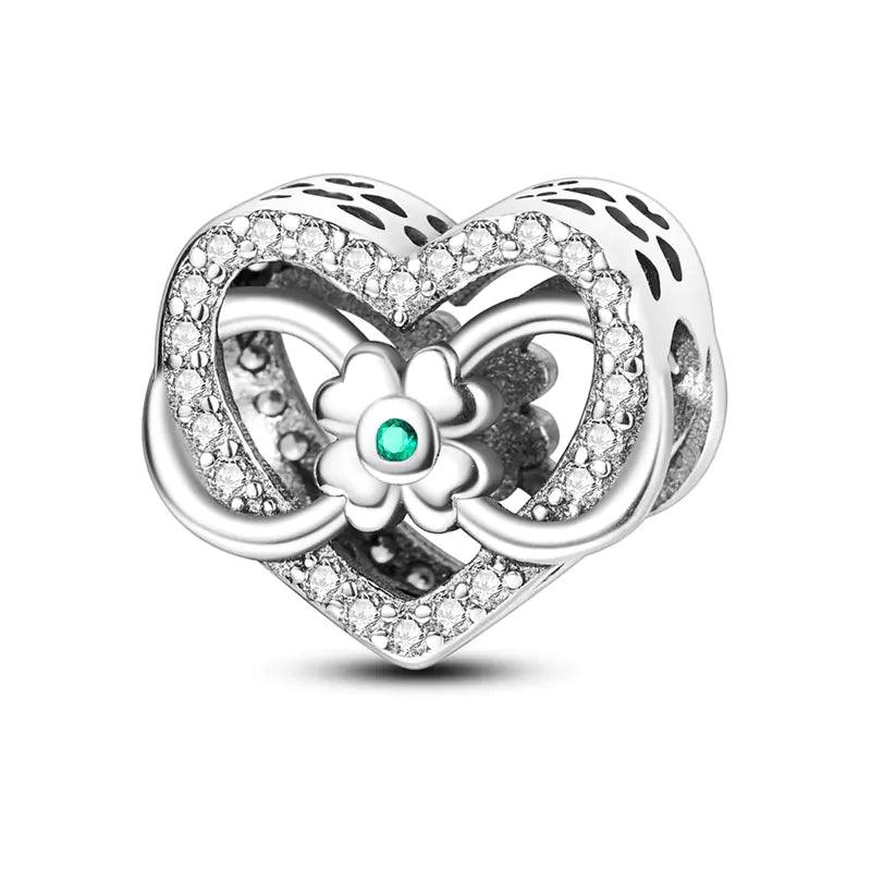 S925 Silver Plated Heart Bead Charm Bracelet Necklace