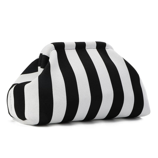Striped Clutch Purses for Women. Woven Dumpling Bag, Colorful Crochet Cloud Evening Handbag for Summer Beach