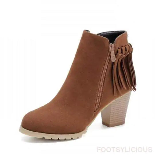 Fringe Ankle Boots - New Autumn Winter Chunky Heels