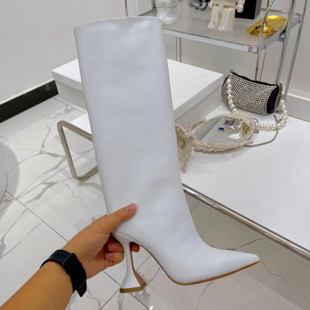 Pointed Women's High Heels with Side Zipper Design