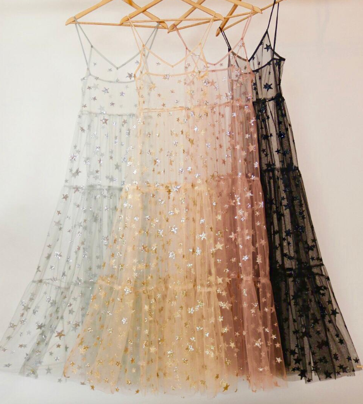 Star Sequin Mesh Fairy Dress, Princess Dress