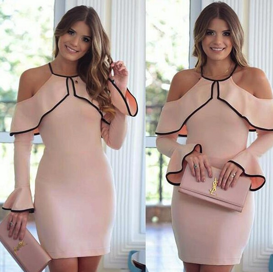 Off-Shoulder Long Sleeve Bodycon Dress