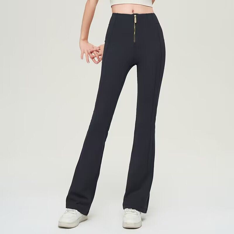 High Waist Zipper Bell-bottom Trouser. Slimming Butt Lifting Flared Leggings Sports Gym.