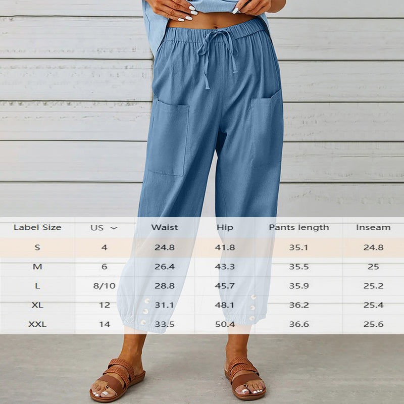 Effortless Drawstring Capris - Women's Wide Leg Casual Summer Pants With Adjustable Waist
