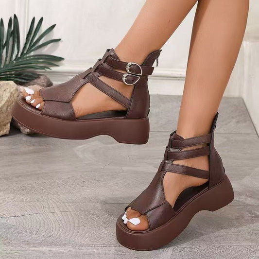 Roman Spring And Summer Flat Heel Muffin Women Sandals