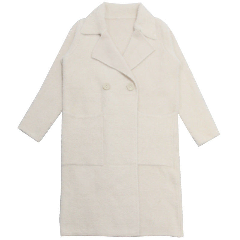 Women's Mid-length Loose Mink Velvet Cardigan Coat