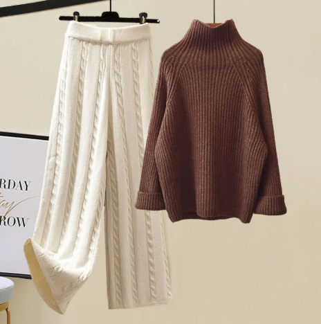 Women's Lazy Sweater Wide Leg Pants Vest Coat
