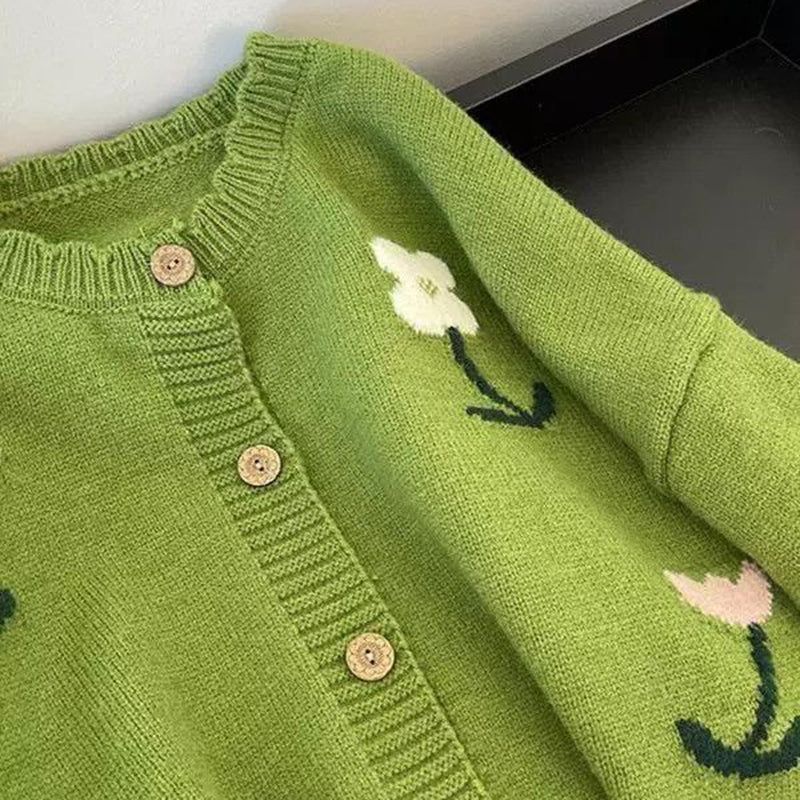 Women's Floral Cardigan Sweater. Open Front Long Sleeve Button Down Outerwear