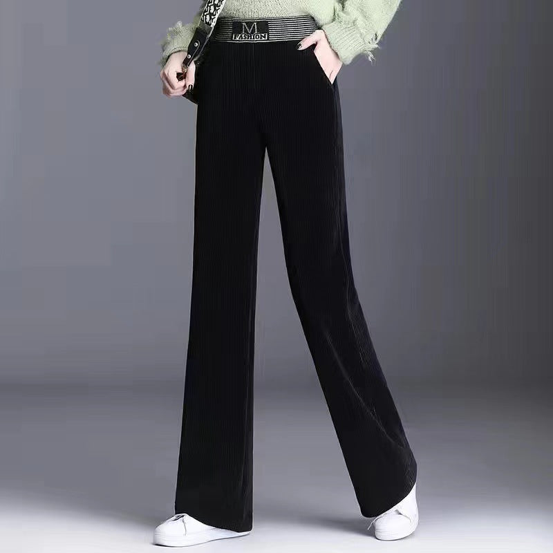 Corduroy Wide-leg Padded Corduroy High Waist Pants