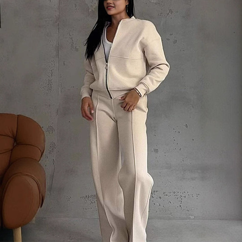 2 Piece Sweatsuit Set for women, Zip Up Long Sleeve Sweatshirt Jacket And Wide Leg Sweatpants