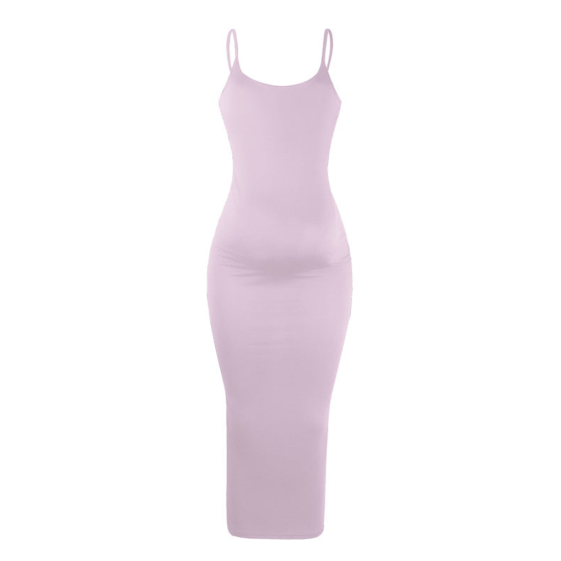 Solid Color Maternity Dress with Spaghetti Straps