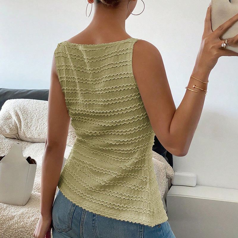 Womens Trendy Square Neck Button Up Vest Blouses. Y2k Going Out Tank Tops