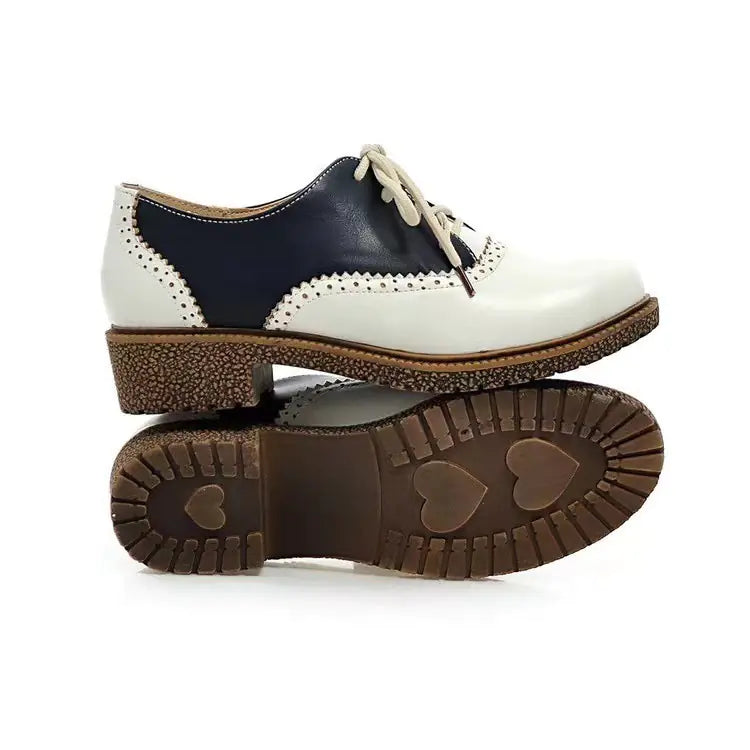 Brogue Lace-Up Flats for Women, Size 35-43