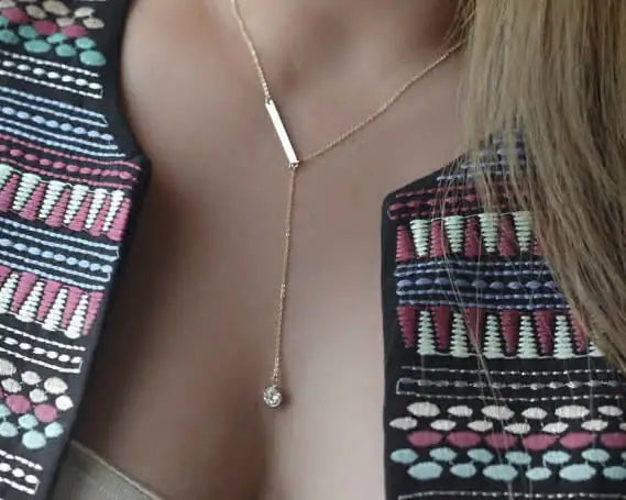 Angel Diamond Crystal Bar Necklace Paired With FREE Bar Earrings