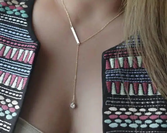 Angel Diamond Crystal Bar Necklace Paired With FREE Bar Earrings