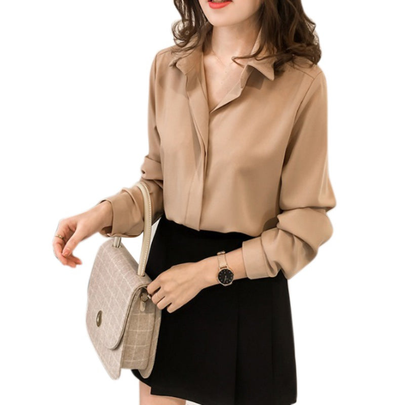Casual Long Sleeve Chiffon Blouse for Office Wear