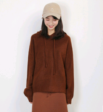Women's Knitted Hoodie, Loose Thick Sweater Jacket