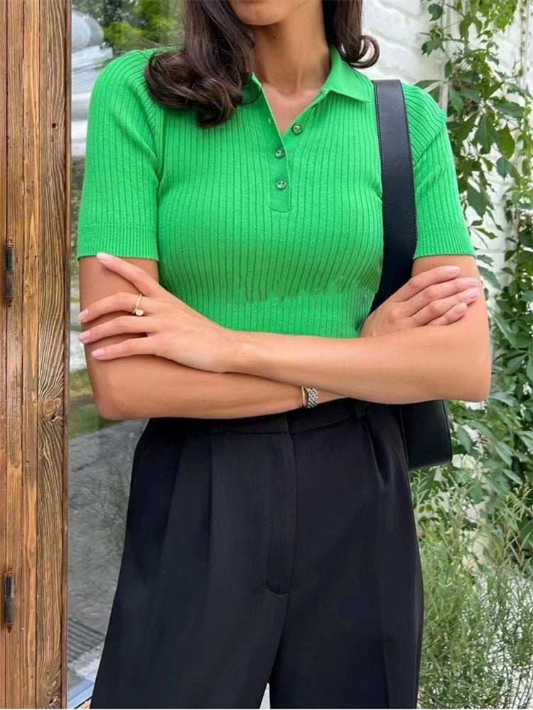 Fashionable Women's Summer Polo Shirts with Short Sleeves