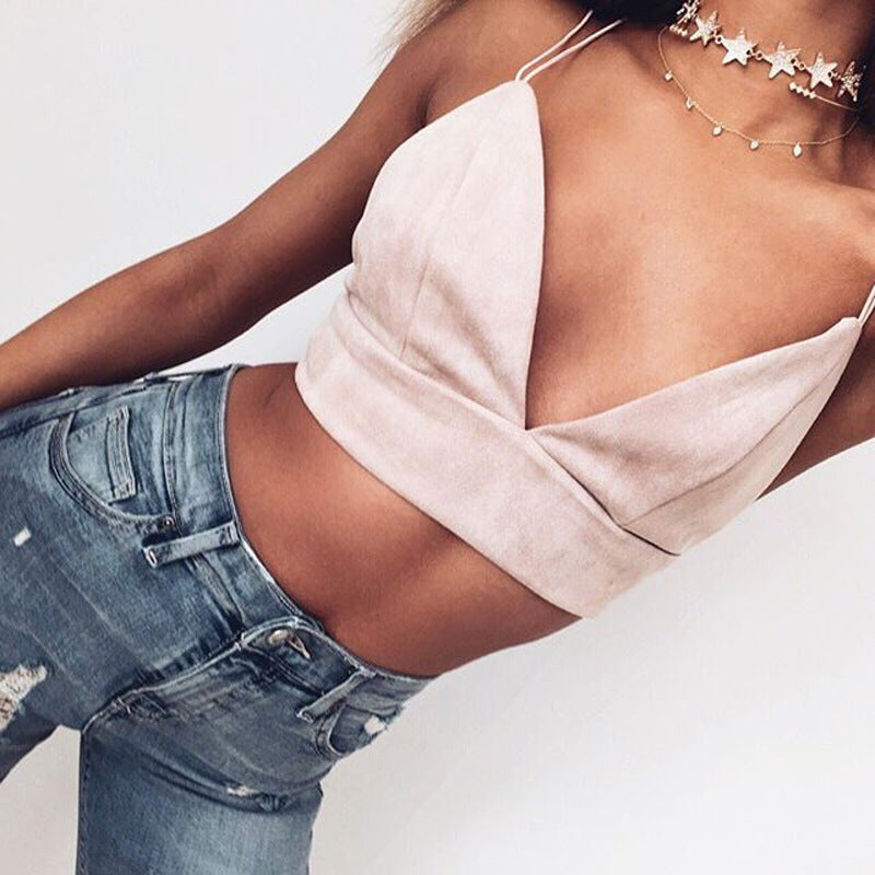 Cross-Border Women's Deep V Crop Top Tank Top