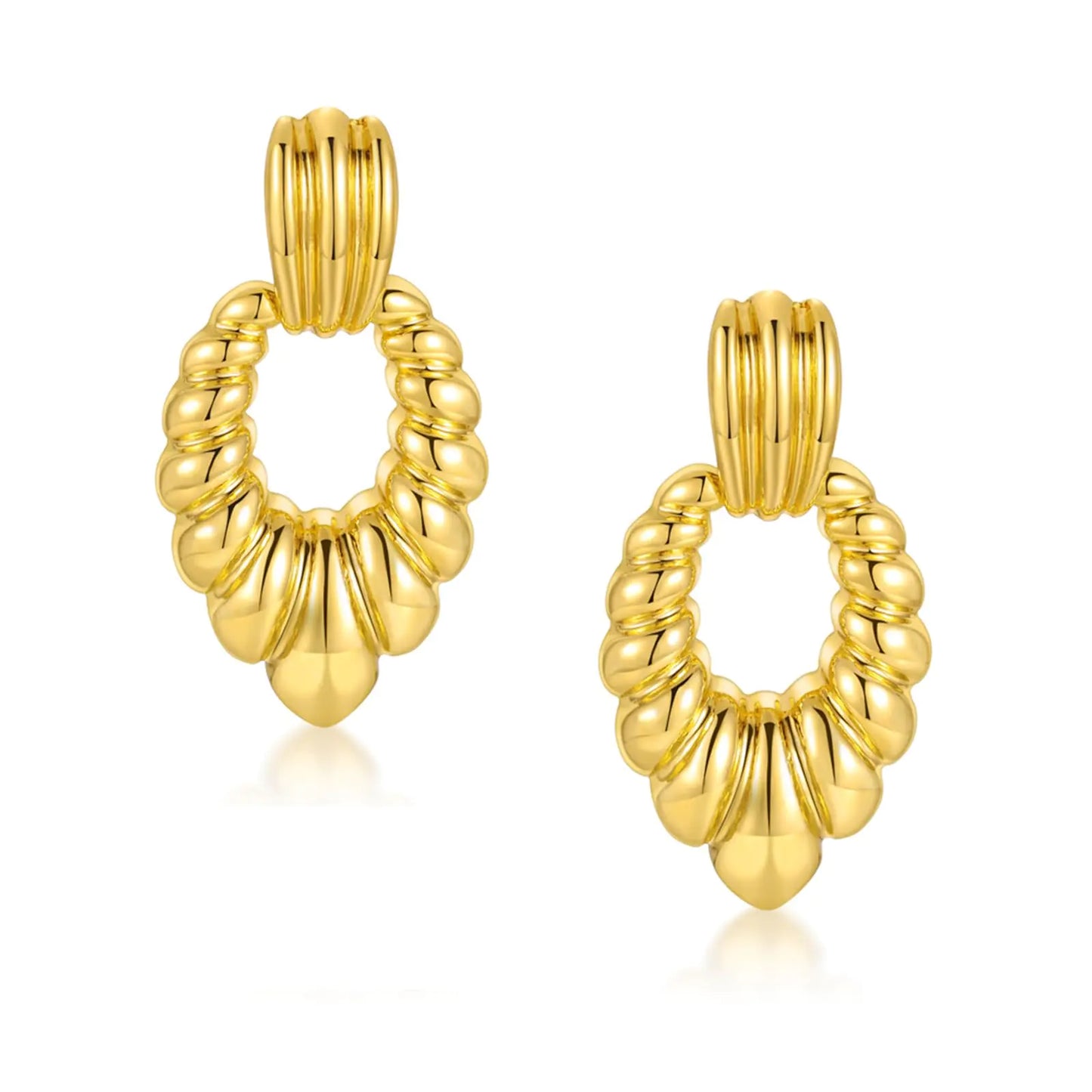 Gold Leaf Drop Earrings. Long Chunky Big Bold Gold Dangle Earrings for Women.