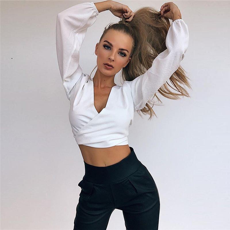 Women's Long Sleeve Chiffon Blouse with Waist Cut