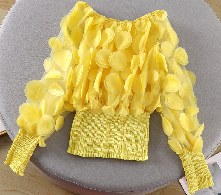 Off-Shoulder Waist-Tied Blouse with Puff Sleeves