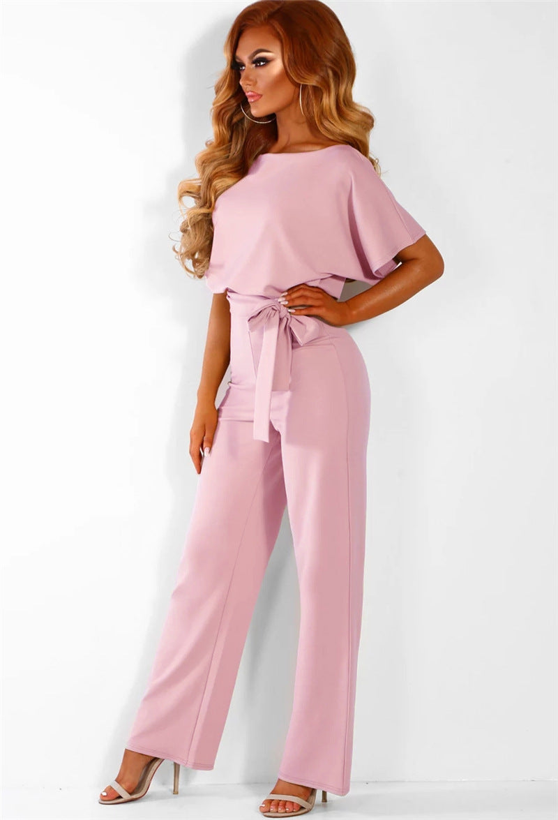 Women's Light Short Sleeve Professional Jumpsuit
