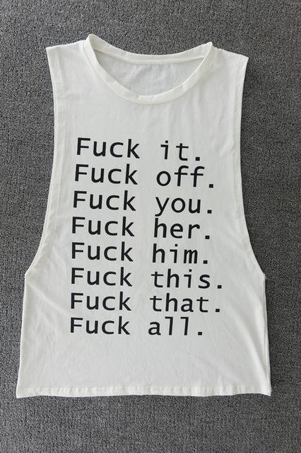 Trendy Women's Letter Print Round Neck Tank Top