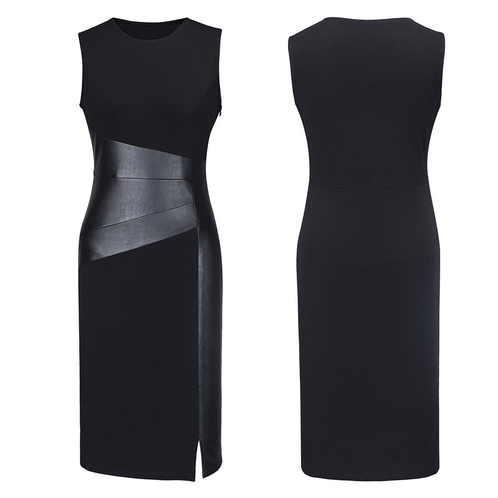 Color-Block Sleeveless Bodycon Pencil Dress