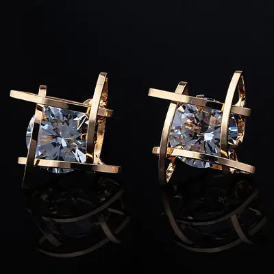 Geometric Zircon Stud Earrings for Women