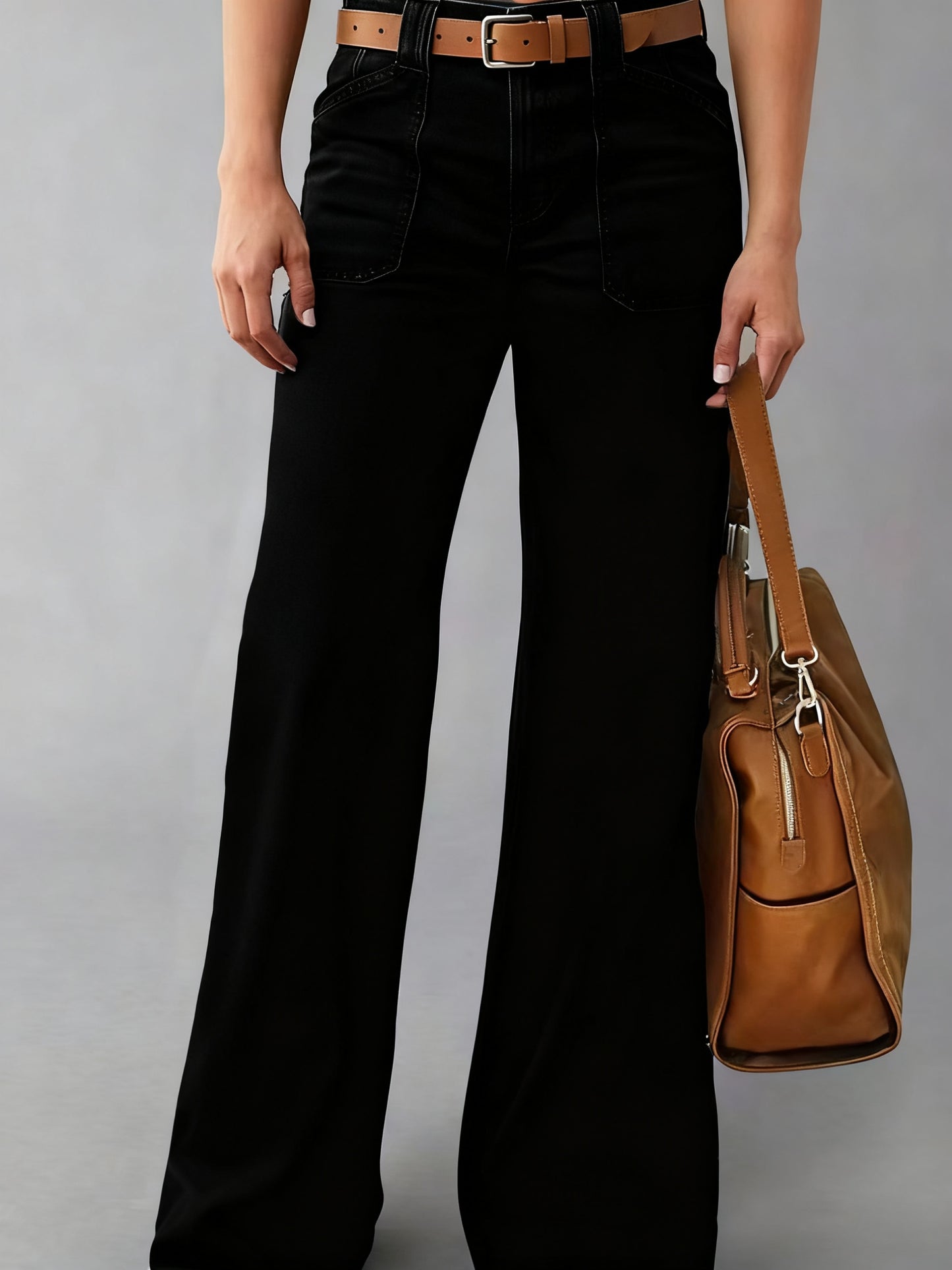 Wide Leg Straight Leg Jeans For Women. High Waisted Loose Denim Pants, No Belt