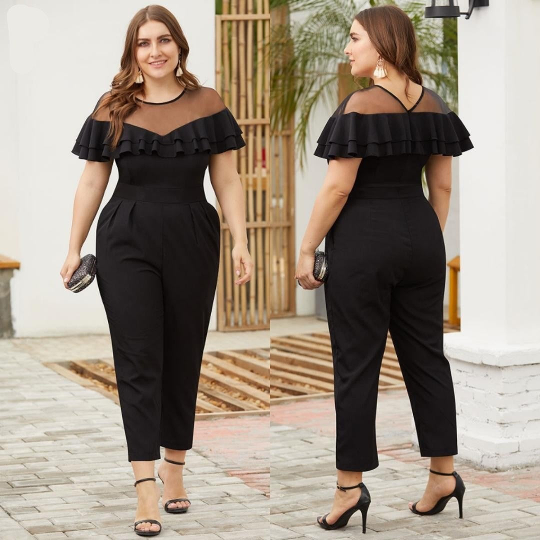 Ruffled Jumpsuit with Tapered Legs