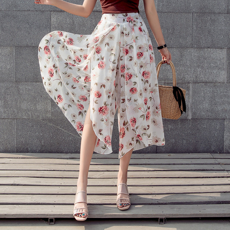 Summer Floral Wide-Leg Beach Pants for Women