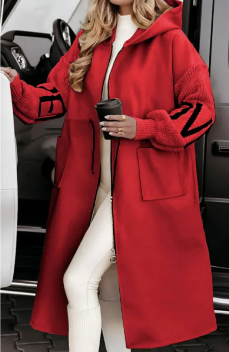 Women's Mid-length Hoodie Windbreaker Sweater Coat