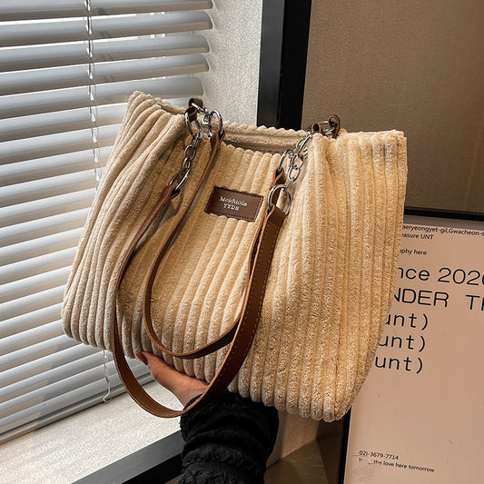 Retro Large Capacity Shoulder Zipper Tote Bag. Women's Handbag
