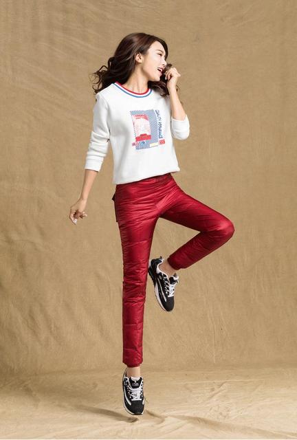 Warm Thickened White Duck Down Pants for Women