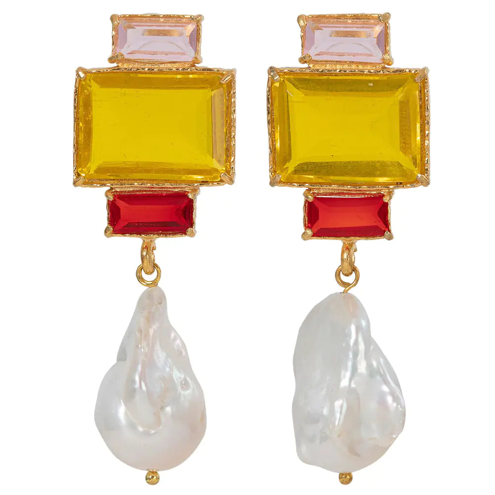 Fashionable Geometric Pearl Tassel Earrings for Women